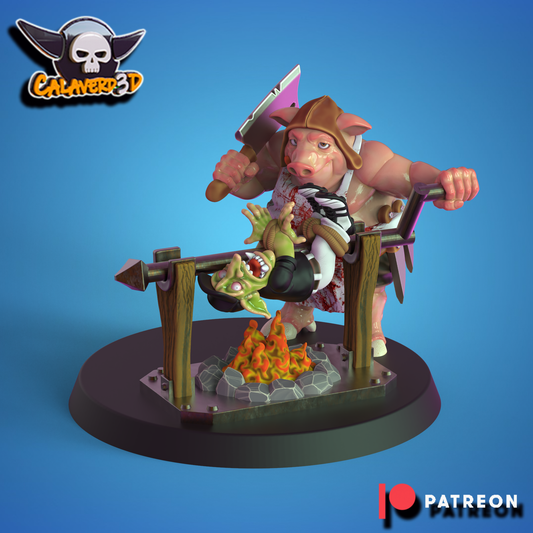 Porkos Star Player  - Orc Team for Fantasy Football Miniature Tabletop Game - Calaverd3D - TheMajorLab