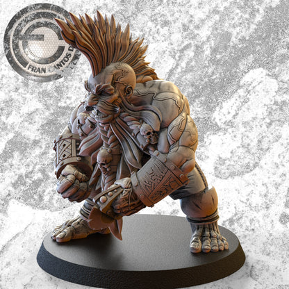 KRIM IRONCLAW Dwarf Star Player | Dwarf Team | Fran Cantos Designs | 32mm Fantasy Football Miniature | Resin Big Guy with Base