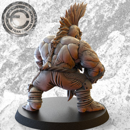KRIM IRONCLAW Dwarf Star Player | Dwarf Team | Fran Cantos Designs | 32mm Fantasy Football Miniature | Resin Big Guy with Base