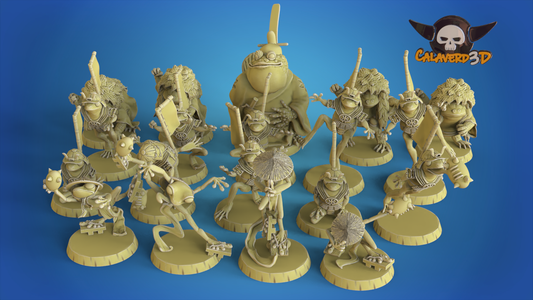 Frogs Samurai Frogmen Team for Fantasy Football Miniature Tabletop Game Calaverd3D