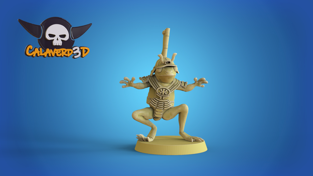 Frogs Samurai Frogmen Team for Fantasy Football Miniature Tabletop Game Calaverd3D