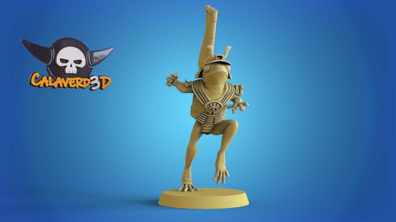 Frogs Samurai Frogmen Team for Fantasy Football Miniature Tabletop Game Calaverd3D