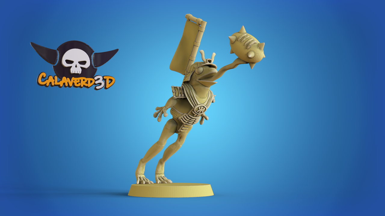 Frogs Samurai Frogmen Team for Fantasy Football Miniature Tabletop Game Calaverd3D