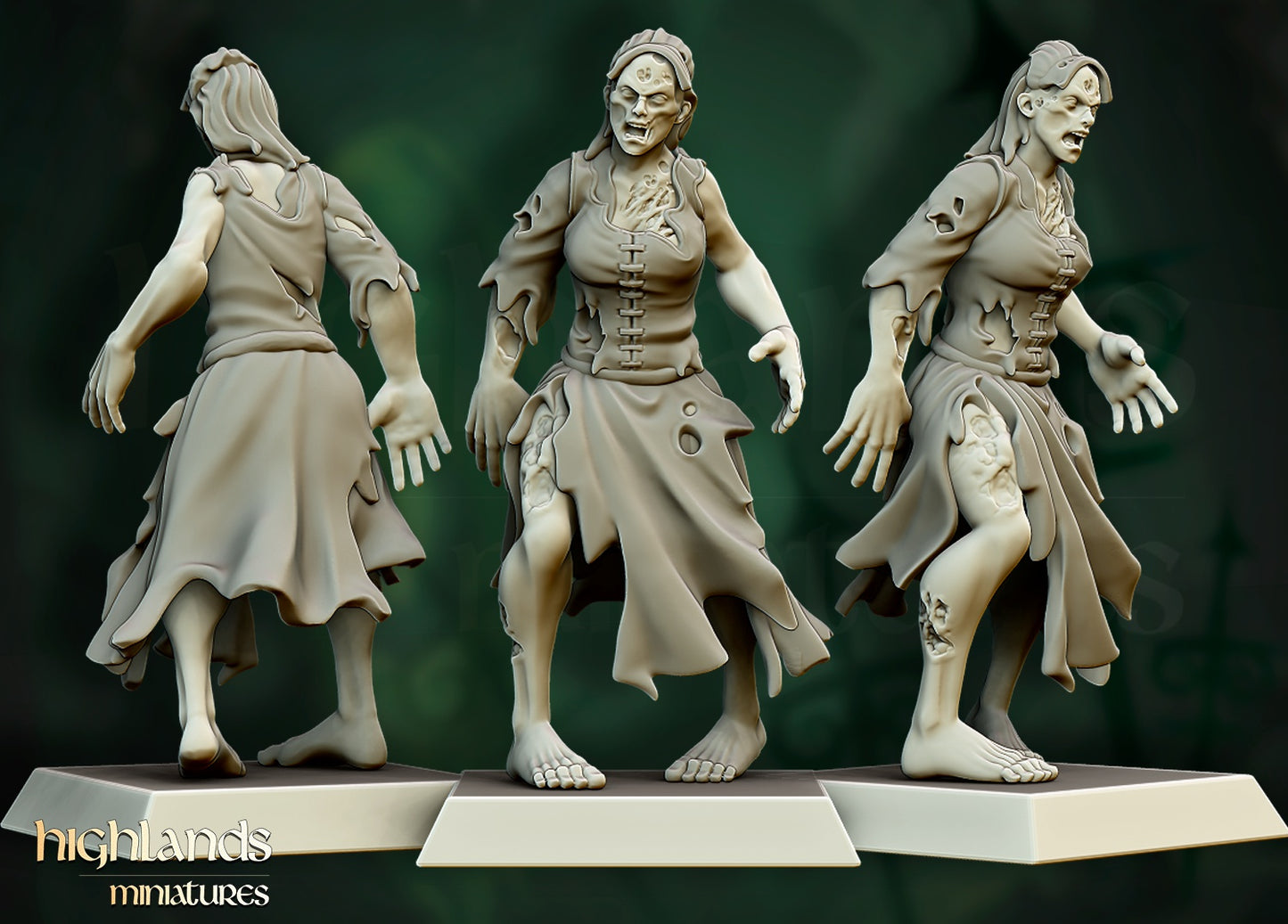 Zombie Warriors – Vampire Undead Army by Highlands Miniatures | Resin Undead Miniatures for Fantasy Wargames